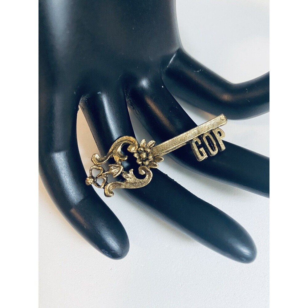 GOP Gold Tone Brooch in a Key Shape Signed Sears